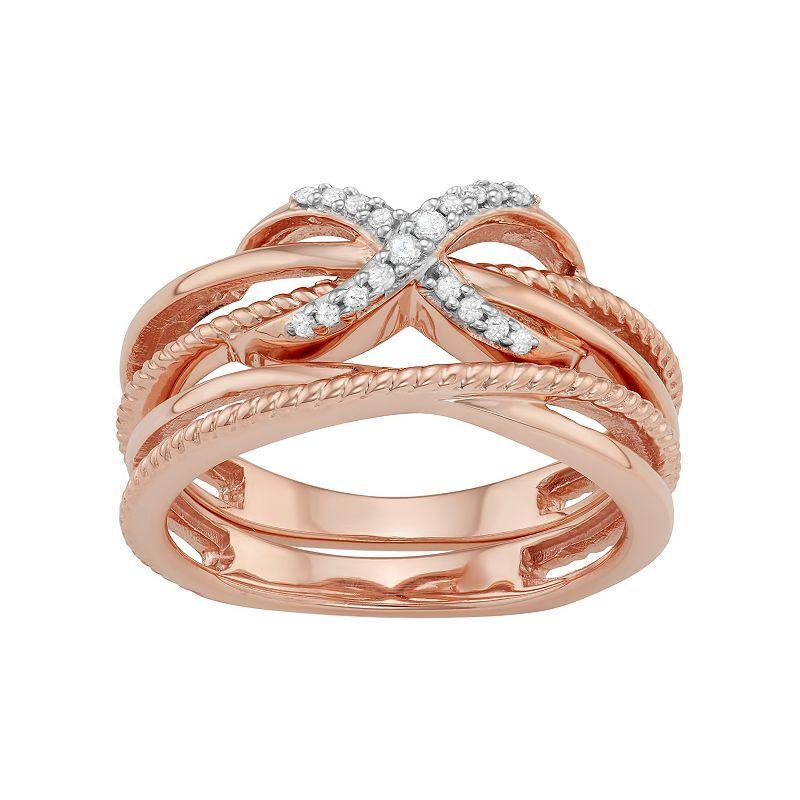 Jewelexcess Sterling Silver 1/10 Carat T.W. Diamond Infinity Ring Set, Womens Rose Gold Tone Product Image