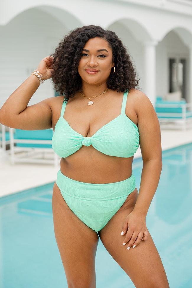 Coastal Kiss Mint Knotted Bikini Top Product Image