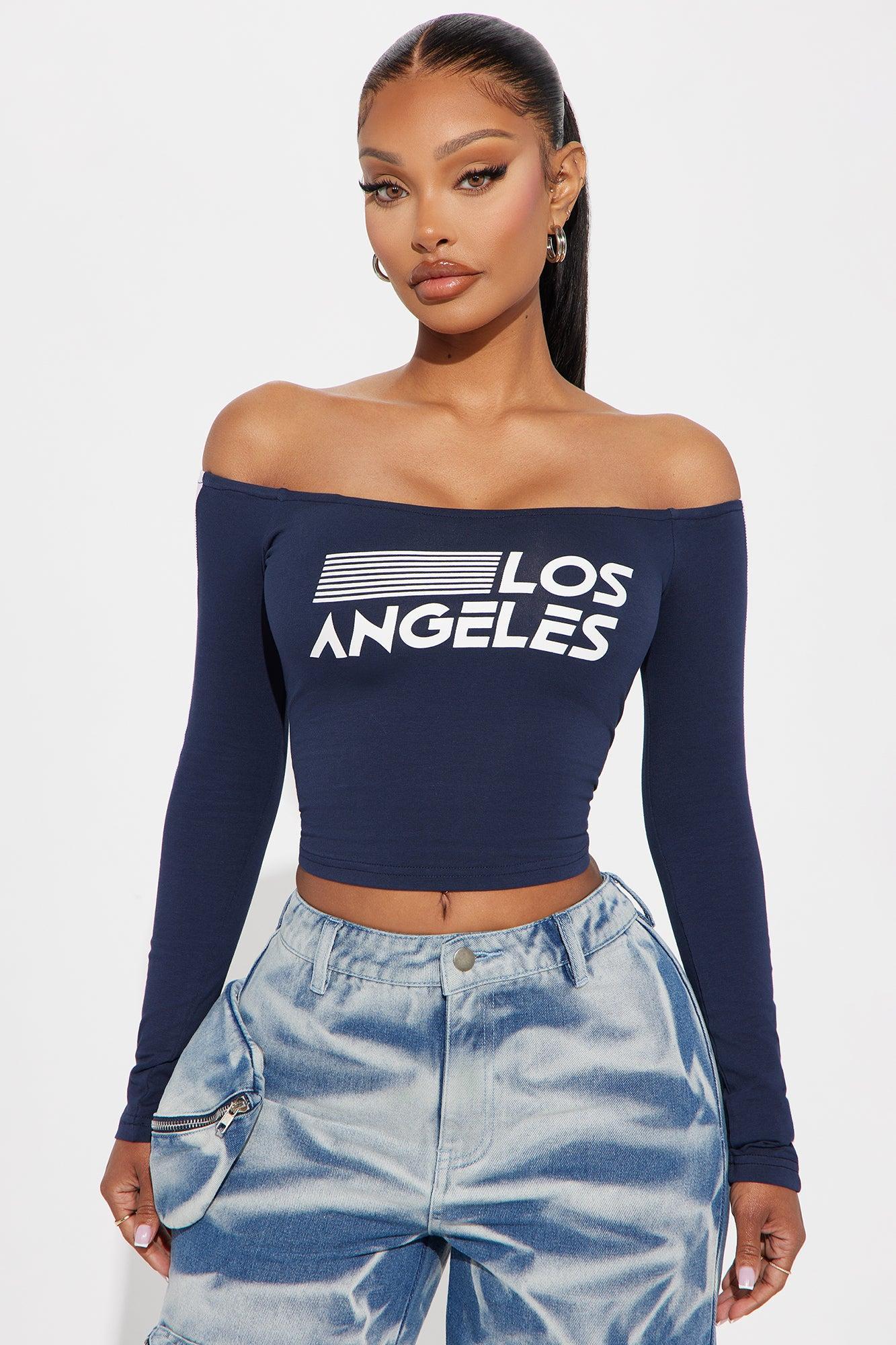 LA Angels Off Shoulder Top - Navy Product Image