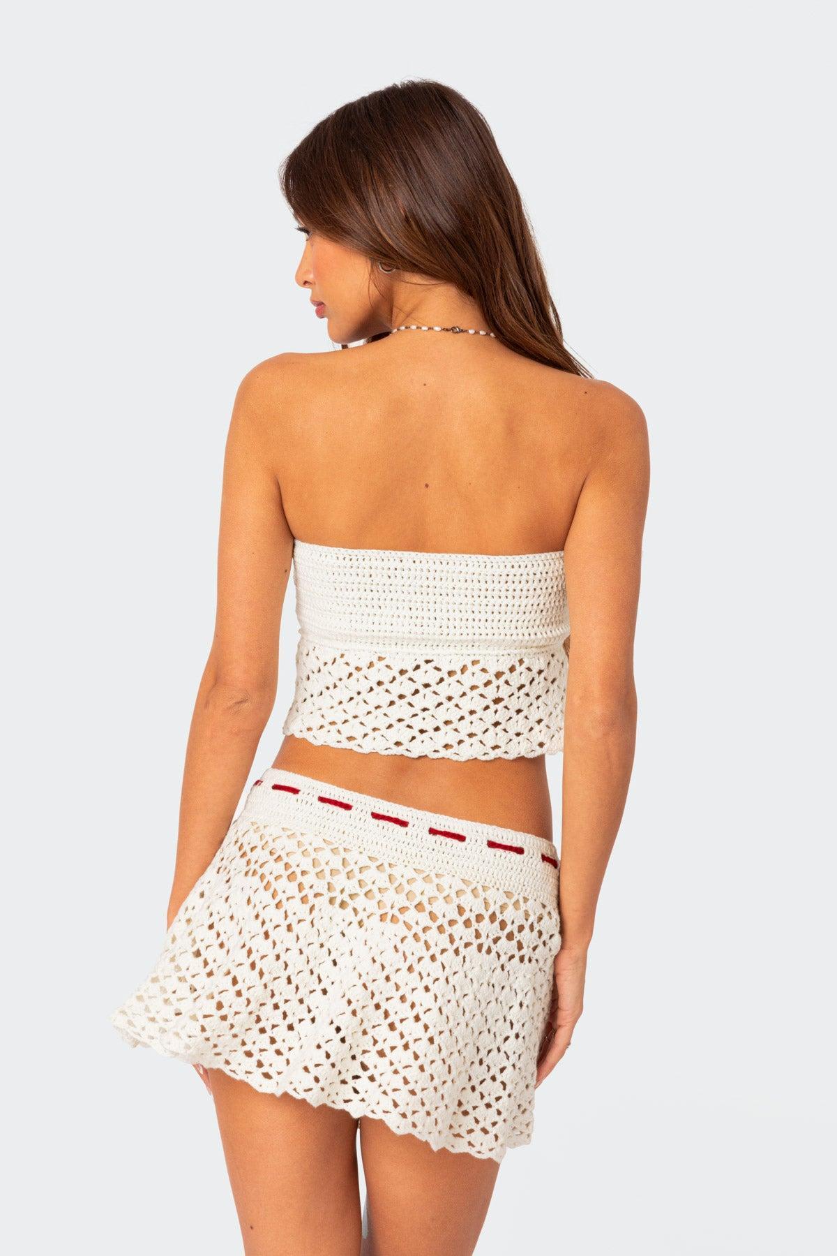 Jaslene Crochet Mini Skirt Product Image