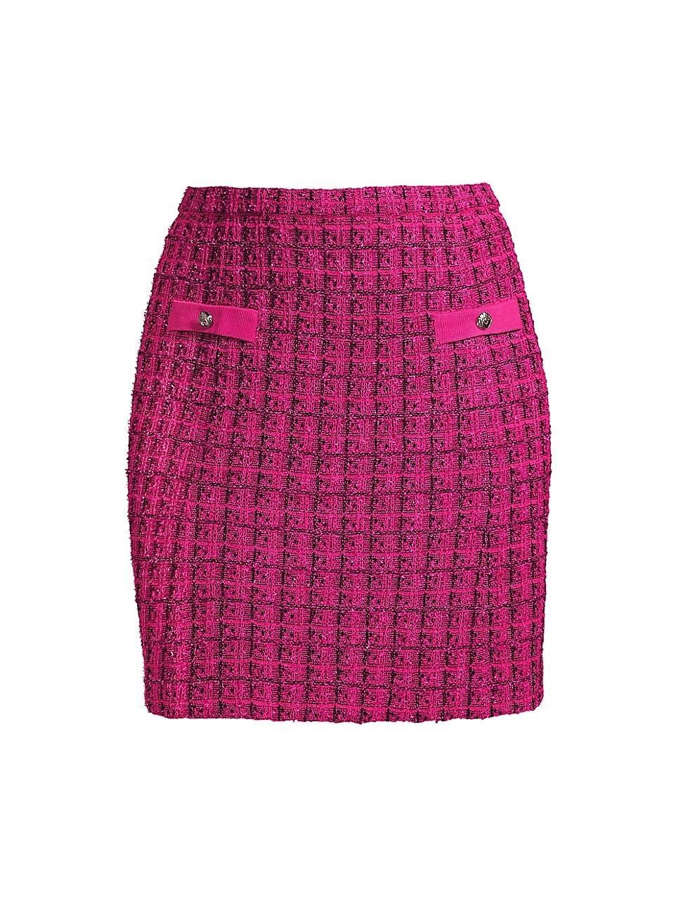 Womens Tweed Check Knit Miniskirt Product Image