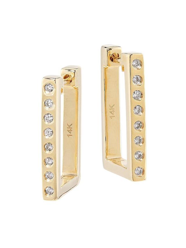 Womens 14K Yellow Gold & 0.69 TCW White & Black Diamond Reversible Huggie Hoop Earrings Product Image