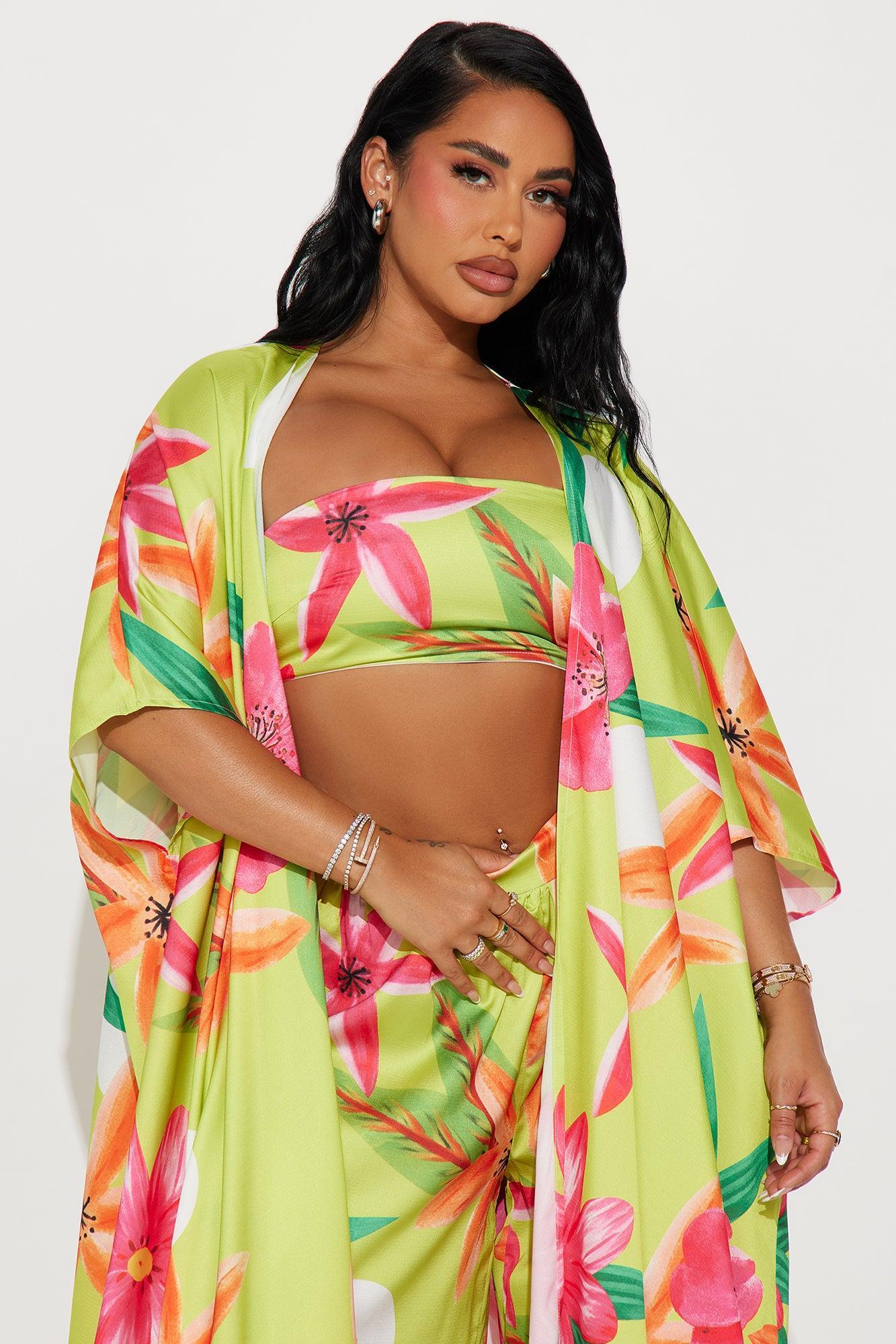 Paradise Lover 3 Piece Satin Set - Lime Product Image