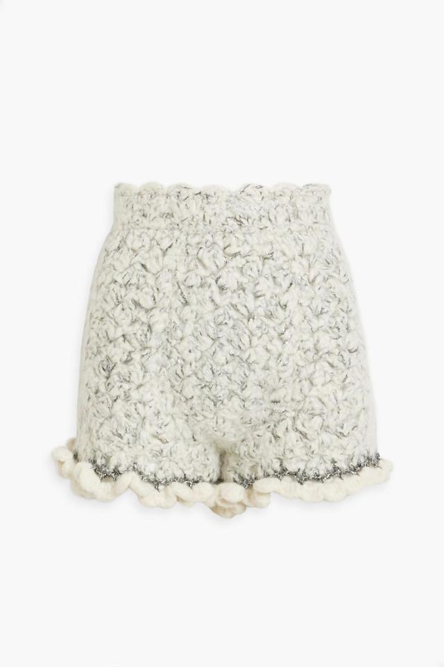 Metallic Bouclé-knit Cashmere-blend Shorts In White Product Image