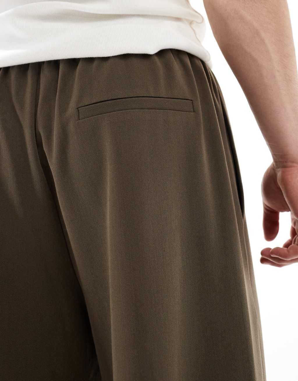 COLLUSION pull on baggy tailored sweatpants in brown Product Image