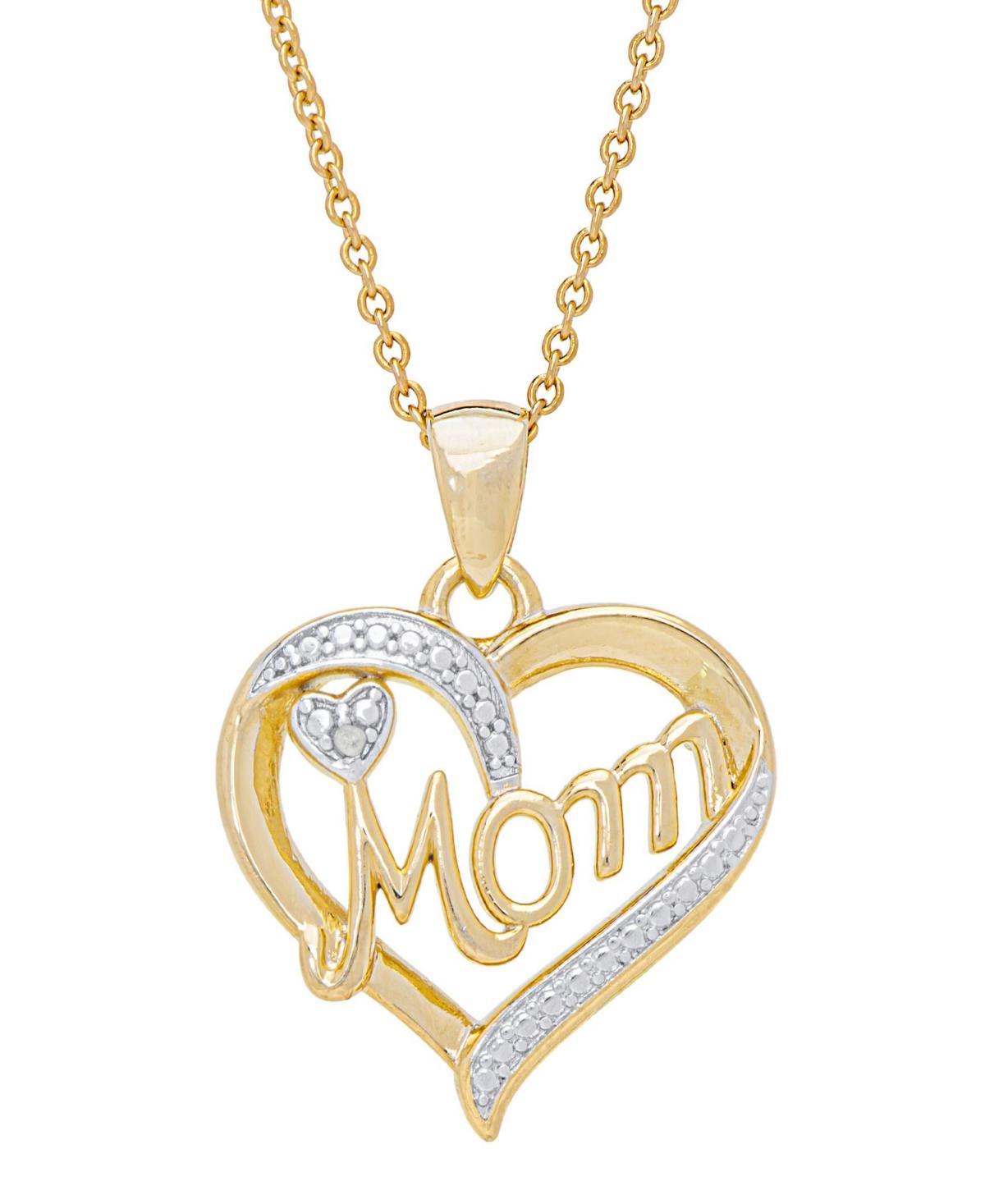 Macys Womens Diamond Accent Mom Heart Pendant Necklace Product Image