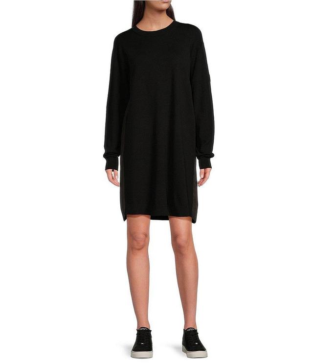 TILLEY Crew Neck Long Sleeve Mixed Media Sweater Dress Product Image