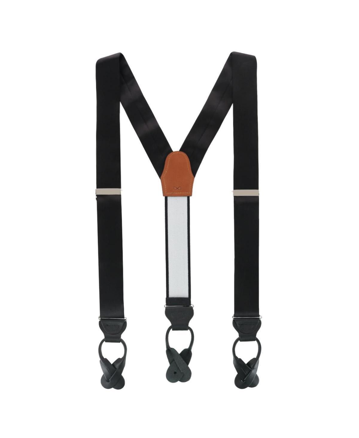 Trafalgar Mens Dutton Solid Color Silk Button End Suspenders Product Image