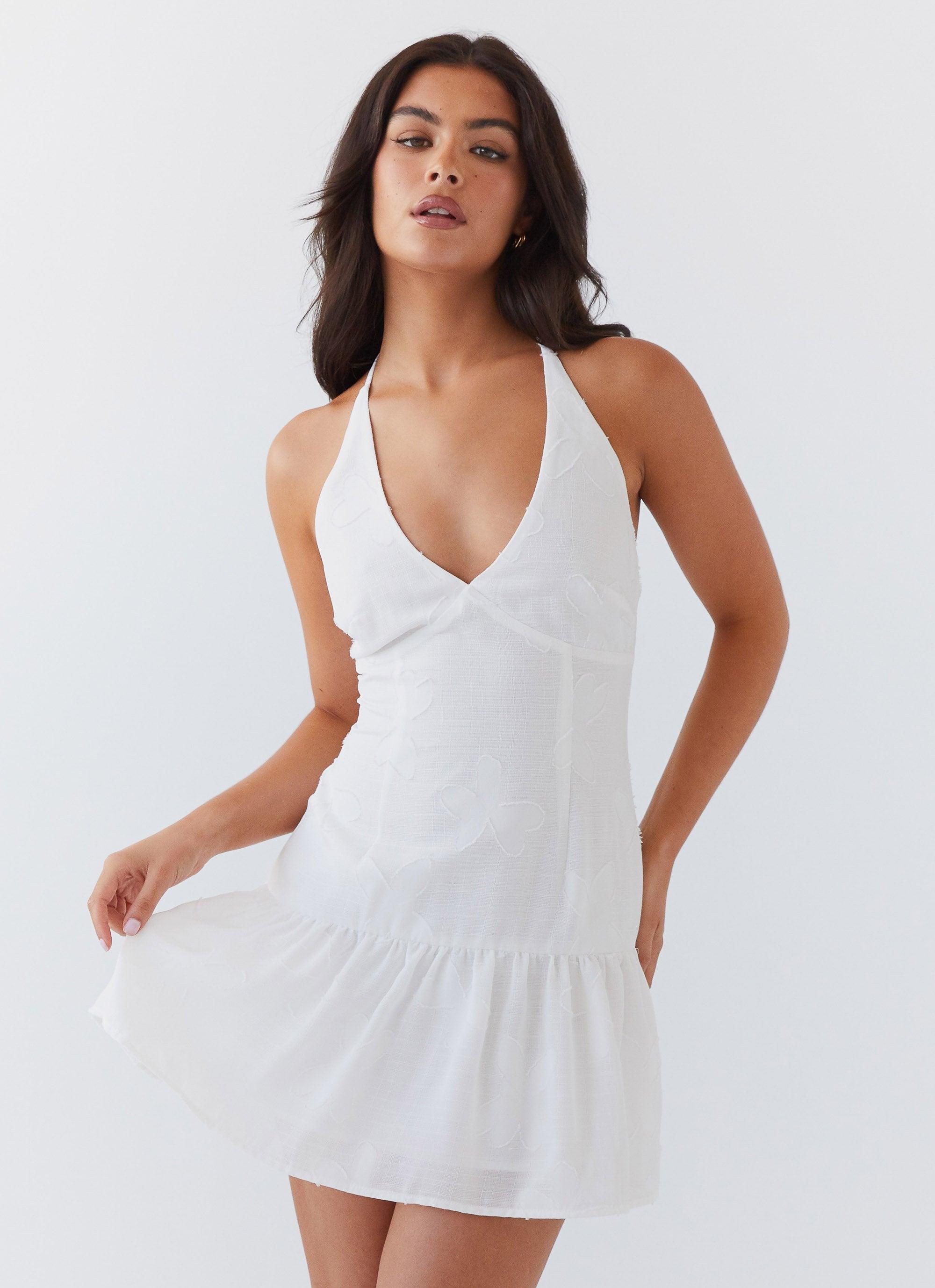 Selena Halter Mini Dress - White Product Image