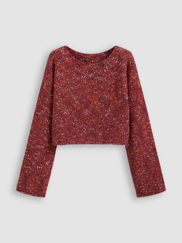 Wool-blend Round Neckline Knitted Long Sleeve Top Product Image