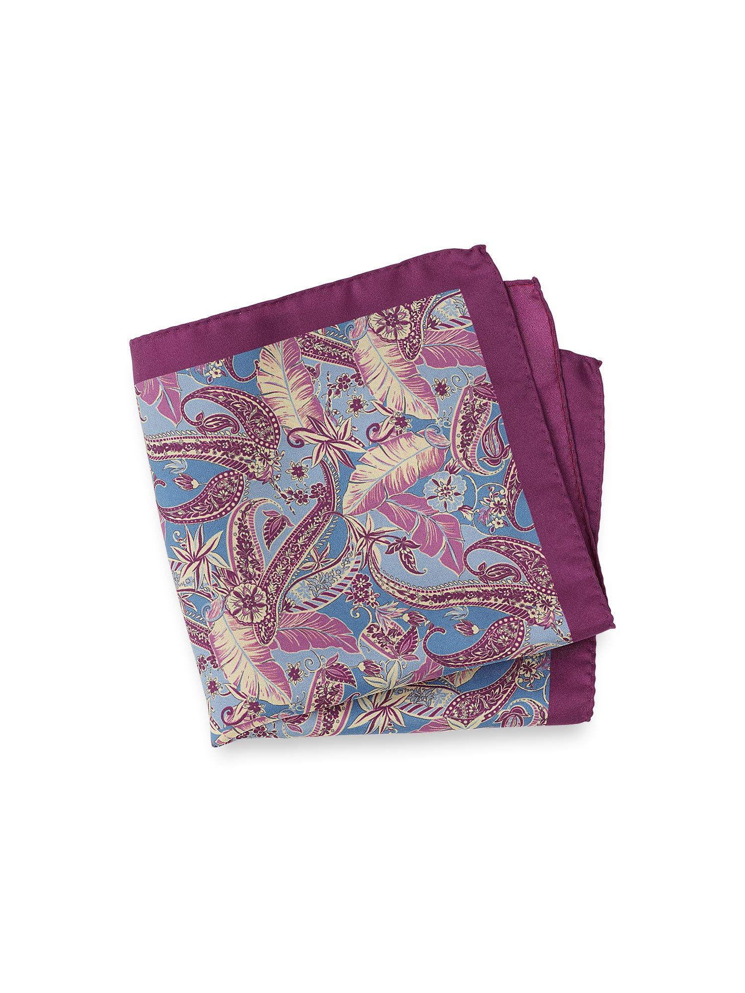 Paisley Silk Pocket Square - Blue/berry Product Image