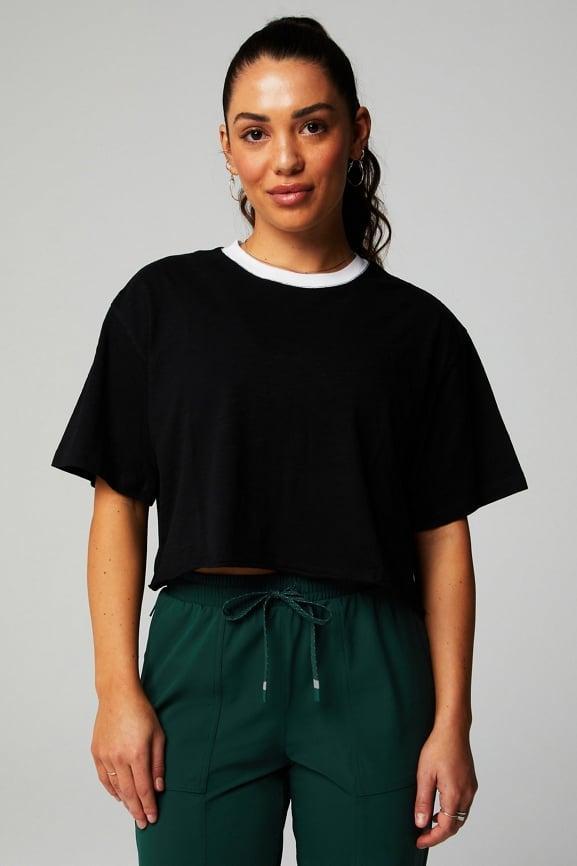 Cotton Slub Cropped Tee Product Image