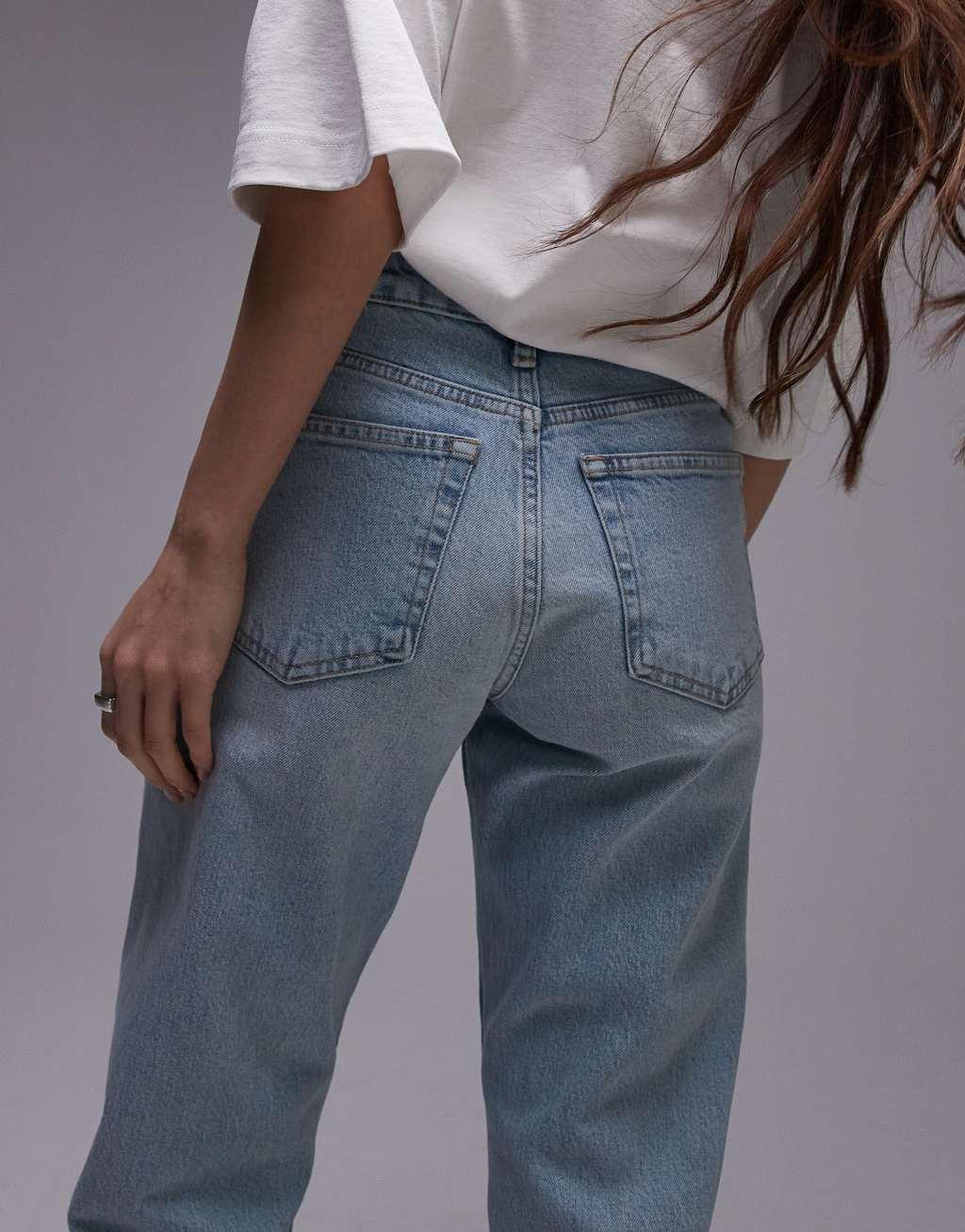 Topshop cropped mid rise straight jeans in summer bleach  Product Image