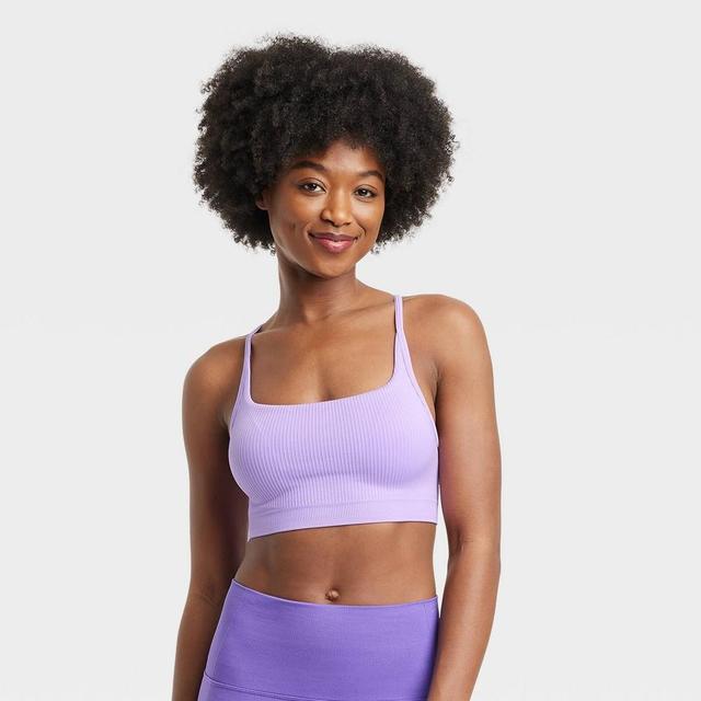 Womens Seamless Light Support Rib Sports Bra - All In Motion Violet XL Product Image