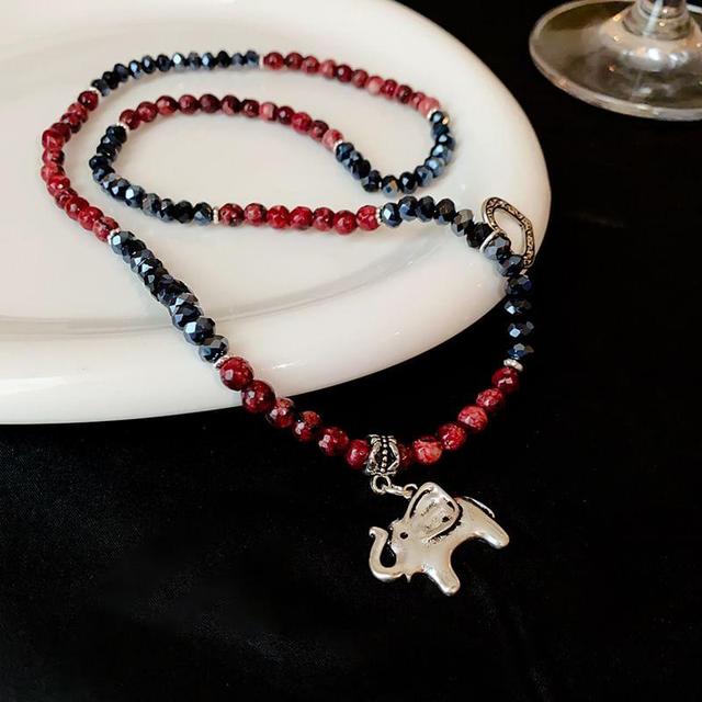 Elephant Pendant Beaded Necklace Product Image