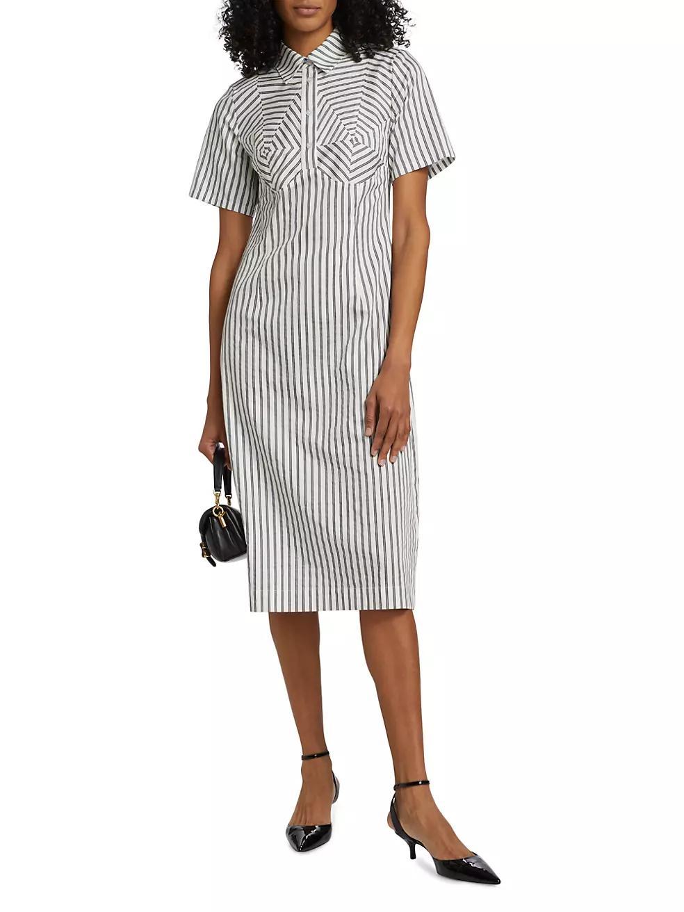 Striped Cutline Midi-Dress Product Image