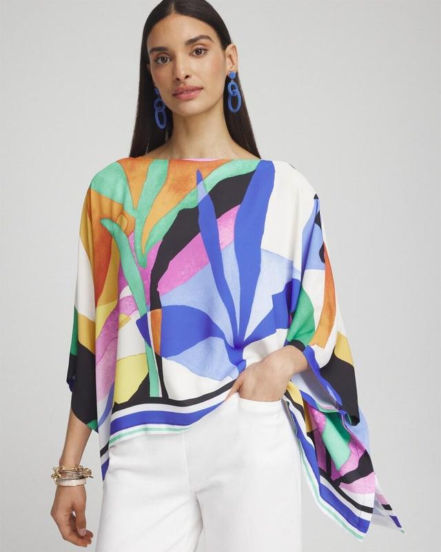 Tropical Border Stripe Poncho Product Image