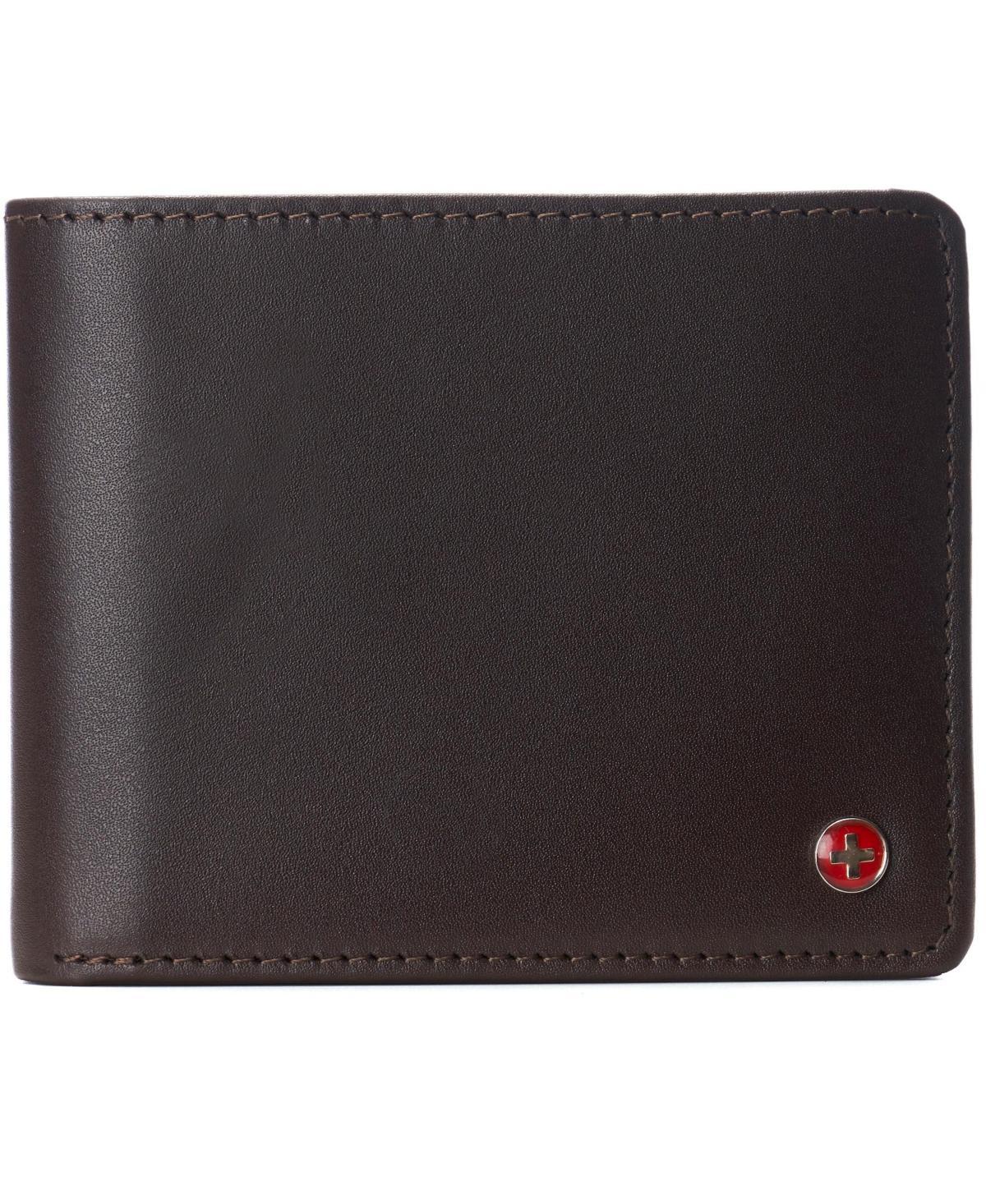 Alpine Swiss Mens Genuine Leather Wallet Passcase Bifold Rfid Safe 2 Id Windows - Tan Product Image