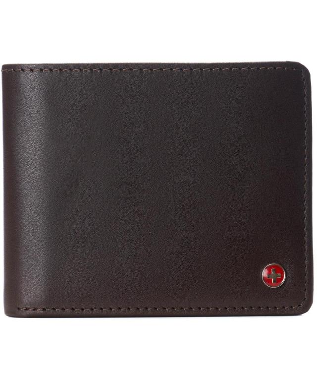 Alpine Swiss Mens Genuine Leather Wallet Passcase Bifold Rfid Safe 2 Id Windows Product Image