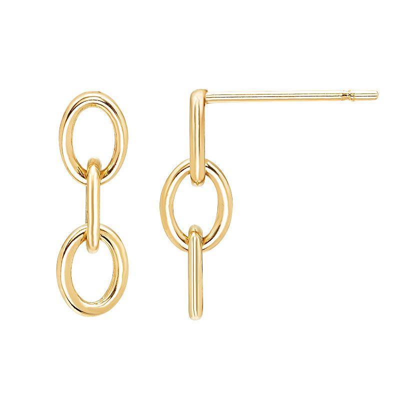 Theia Sky 14k Yellow Gold Three Chain Link Drop Earrings, Womens Product Image