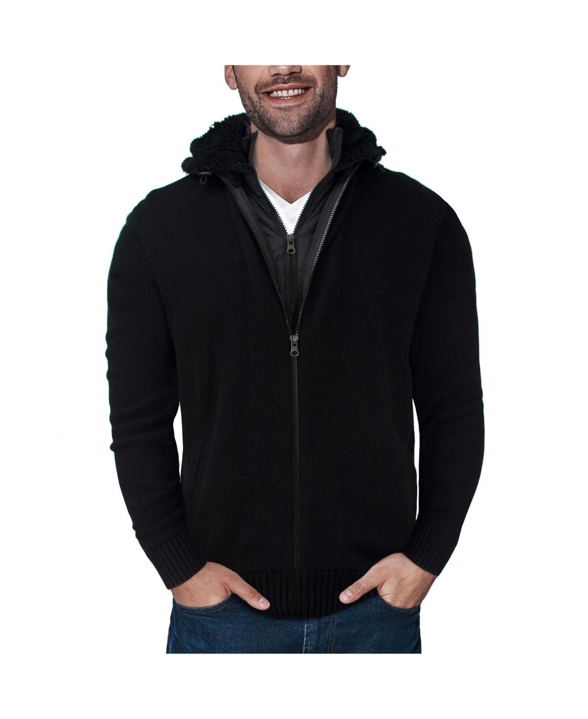 X-Ray Mens Full-Zip Sweater Jacket with Fluffy Fleece Lined Hood Product Image