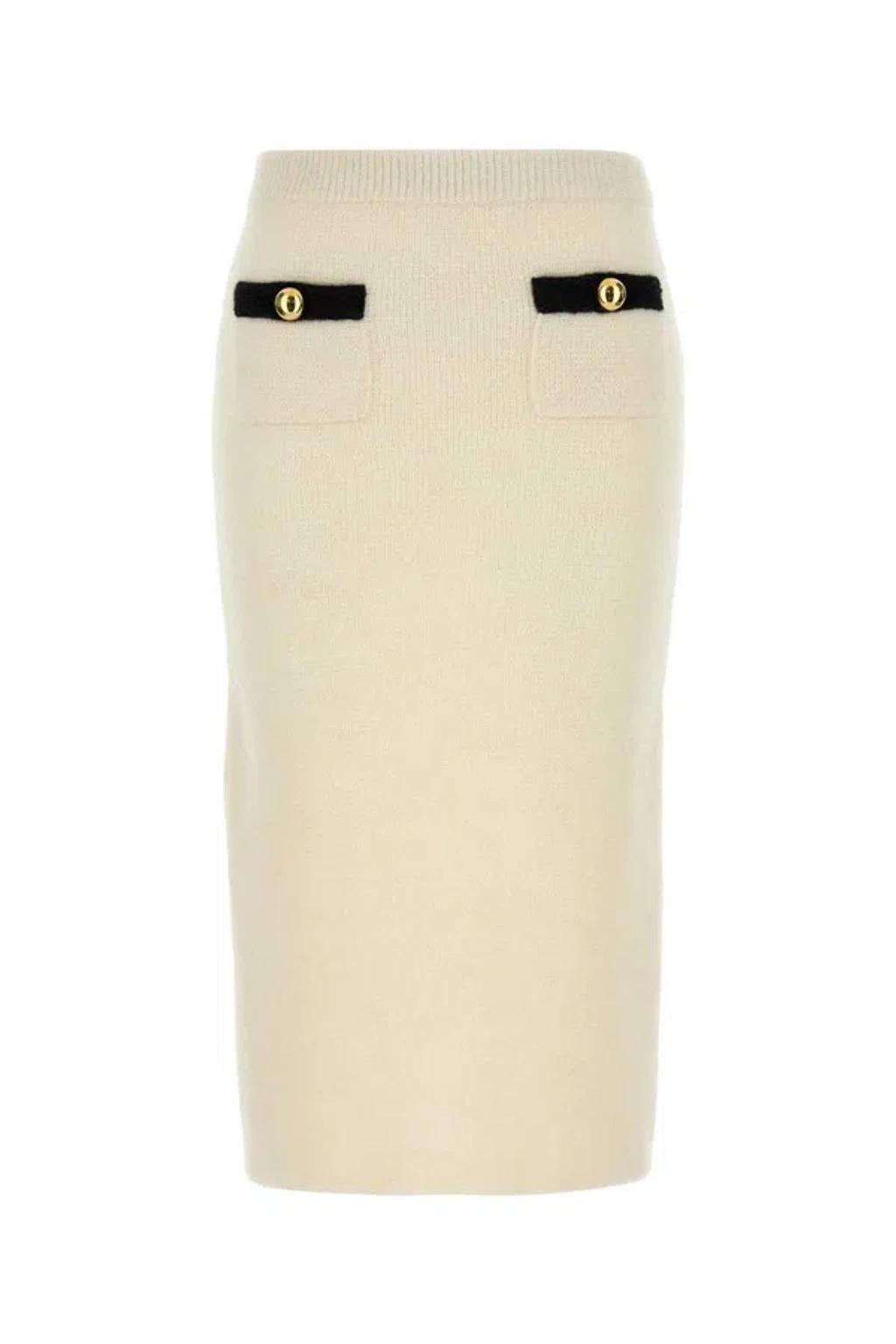 ALESSANDRA RICH Alpaca Midi Skirt Skirts In White Product Image