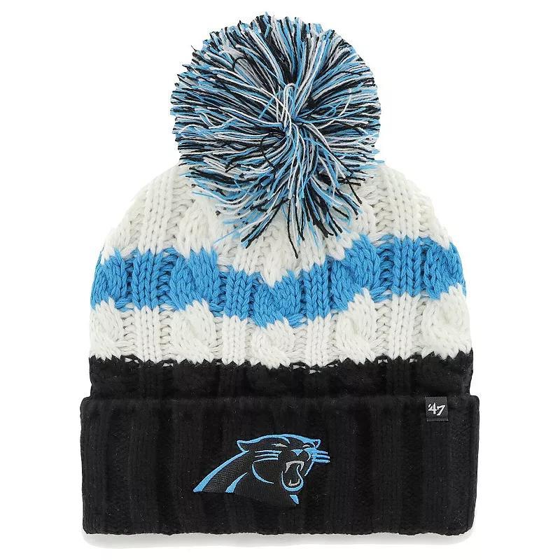 Womens 47 Brand White Carolina Panthers Ashfield Cuffed Knit Hat with Pom Product Image