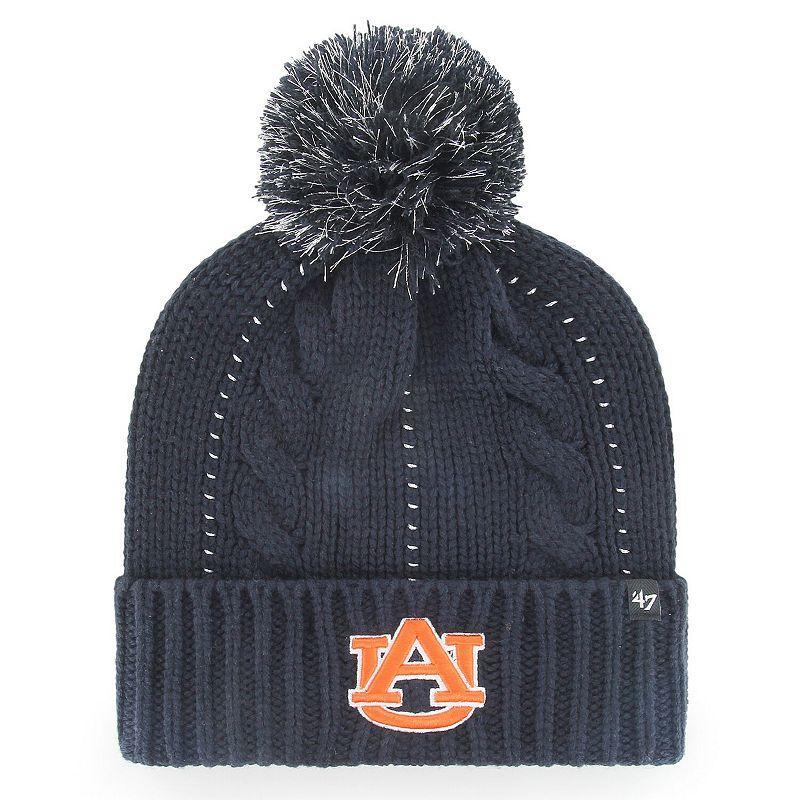 Womens 47 Auburn Tigers Bauble Cuffed Knit Hat with Pom, Blue Product Image