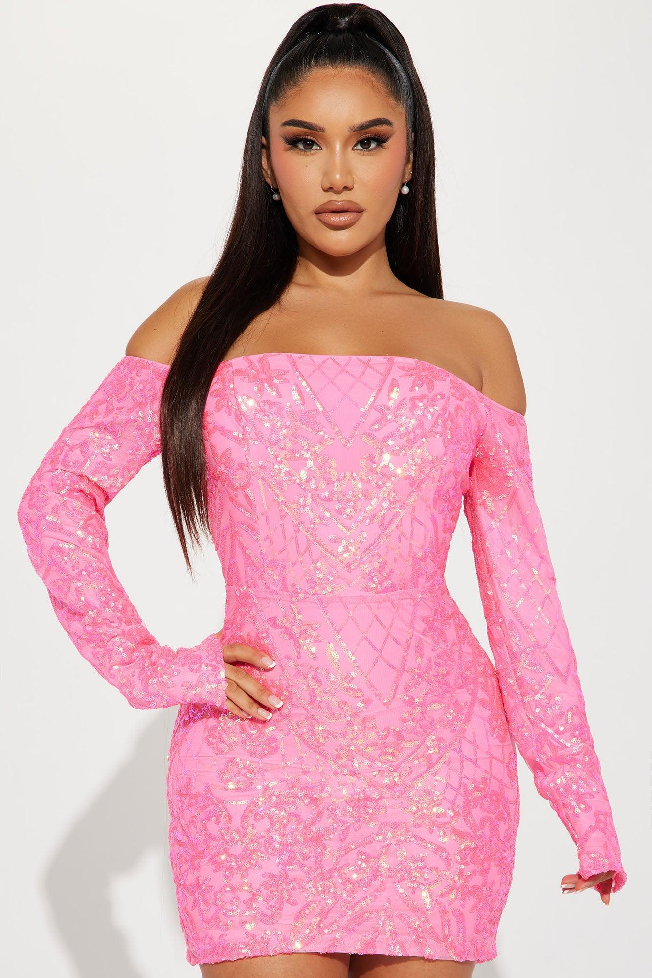 Violet Sequin Mini Dress - Pink Product Image