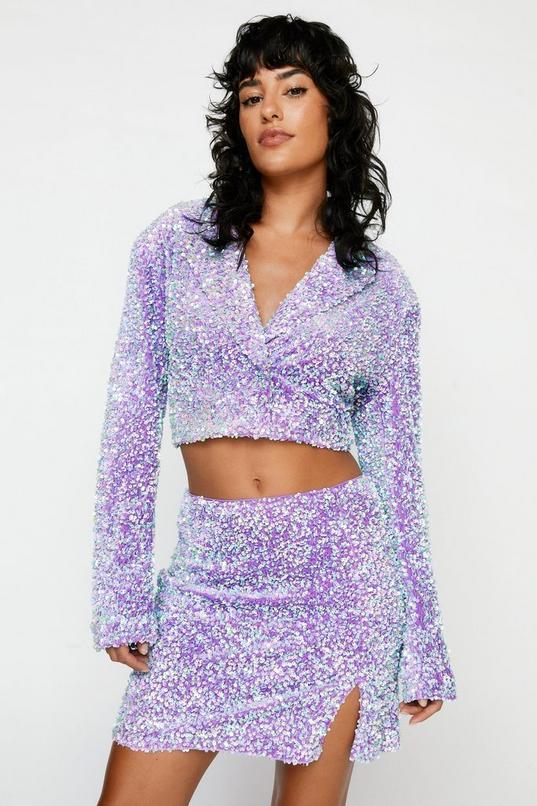 Premium Sequin Cropped Blazer Product Image