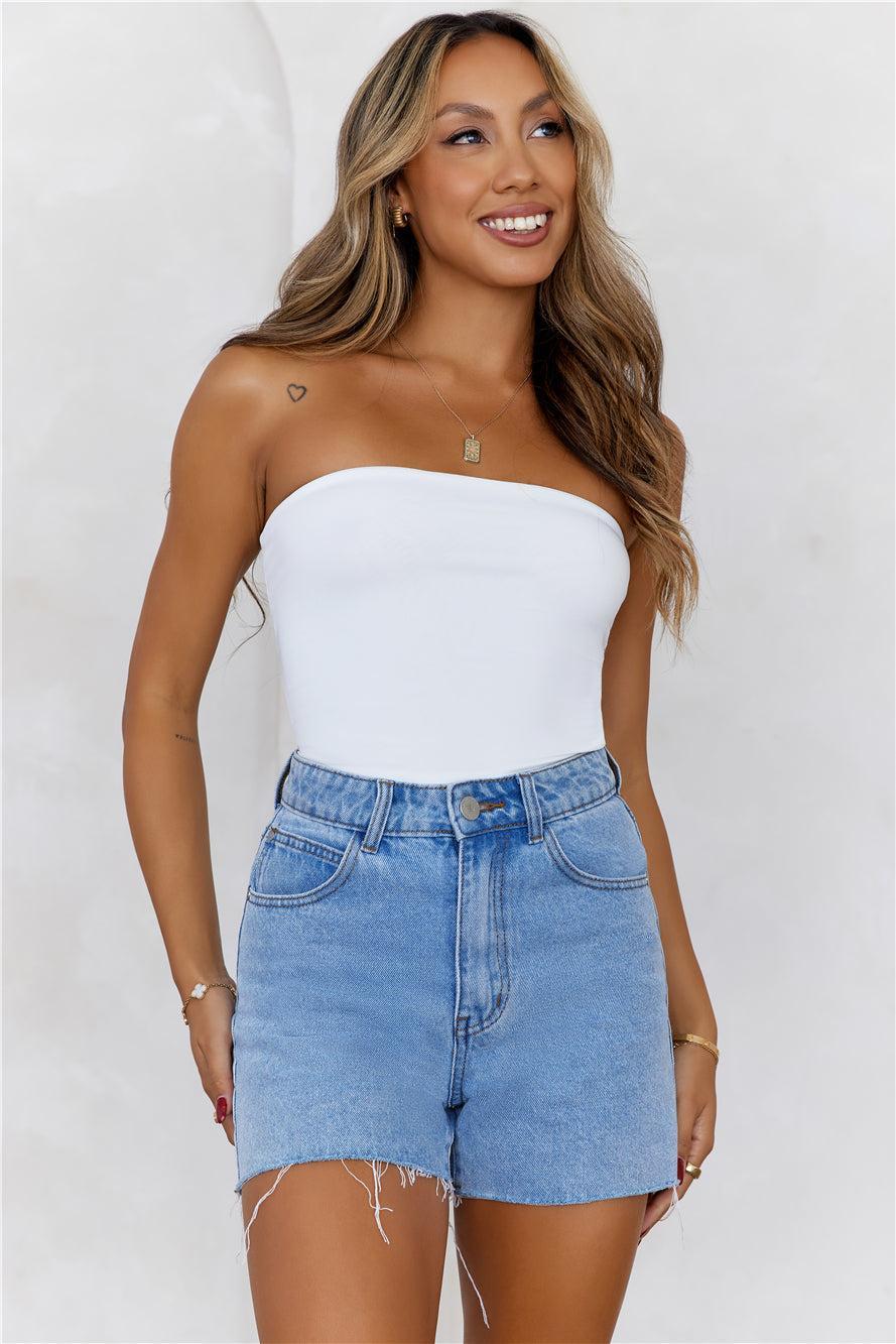 HELLO MOLLY BASE Longline Strapless Bandeau Top White Product Image