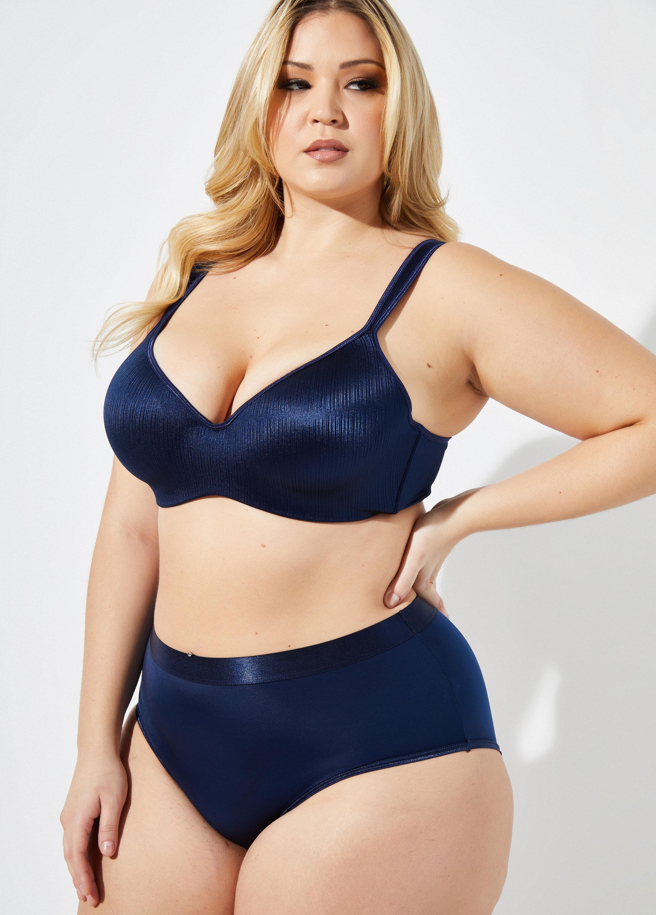 Plus Size Striped Satin Underwire Bra Ashley Stewart Product Image