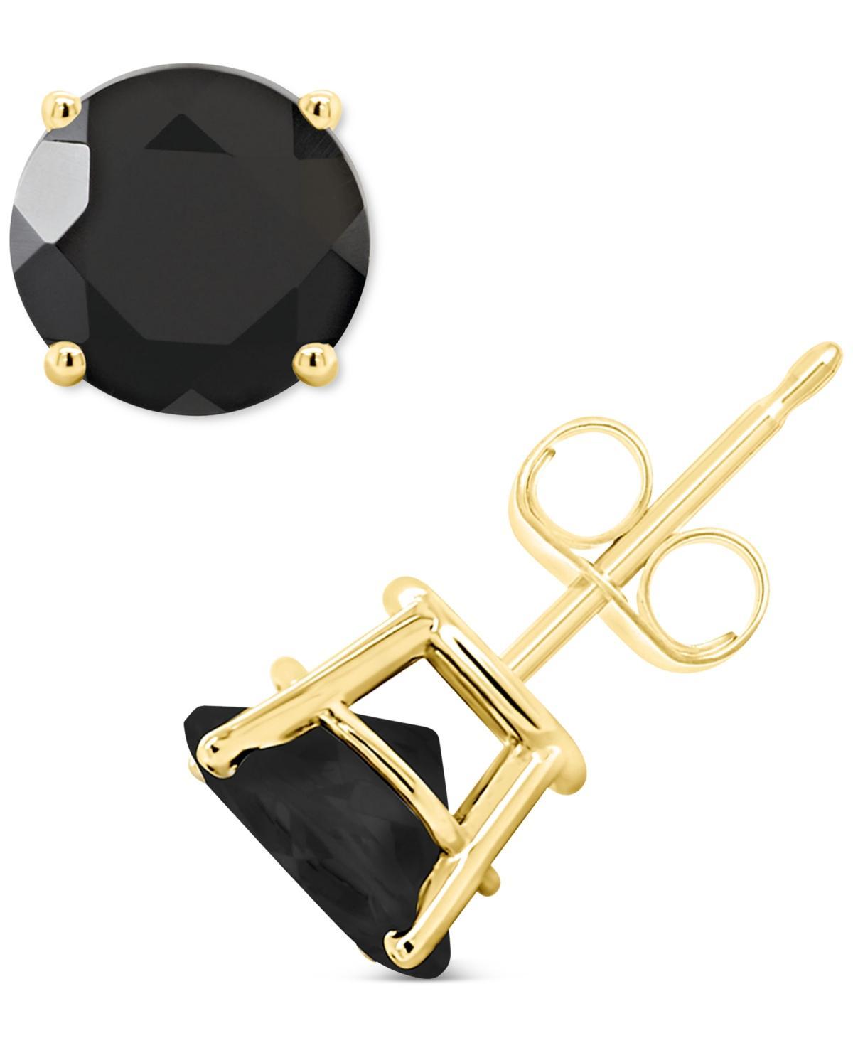 Celebration Gems 14k Gold Round Onyx Stud Earrings, Womens, Black Product Image