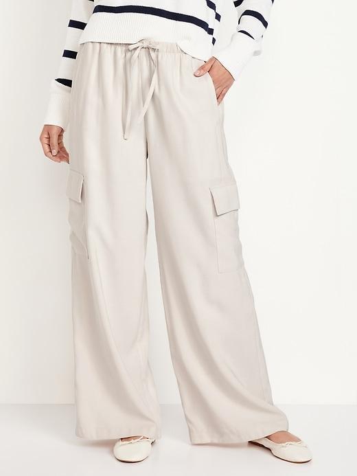 Extra High-Waisted Drapey Cargo Super Wide-Leg Pants product image