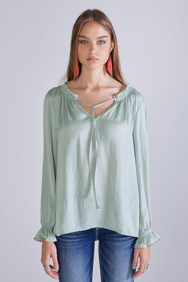 Tie Front Satin Blouse Product Image