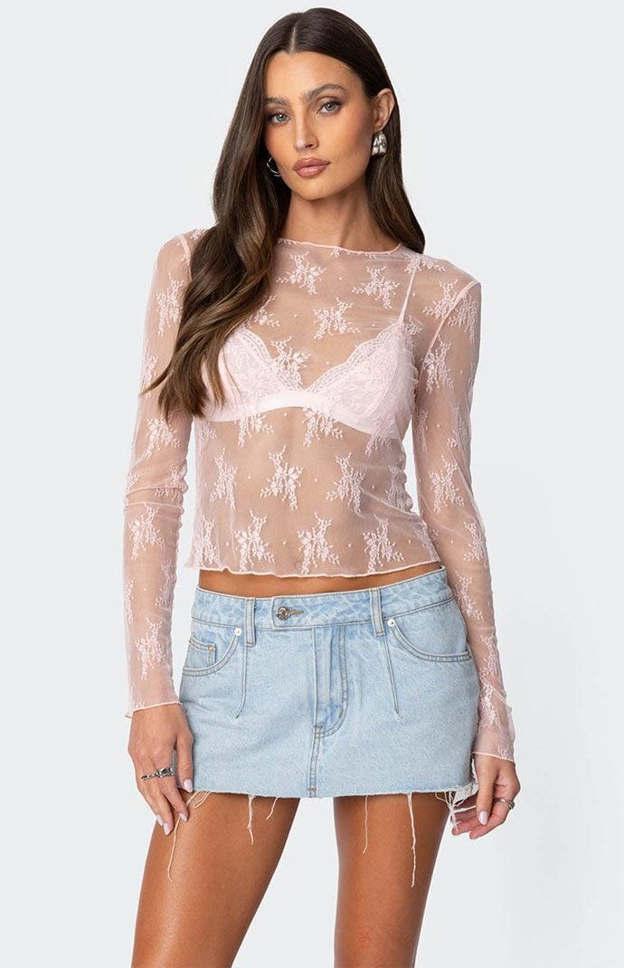 Edikted Womens Lise Sheer Lace Top Product Image