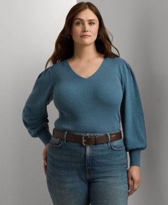 Plus Size Blouson-Sleeve Sweater Product Image