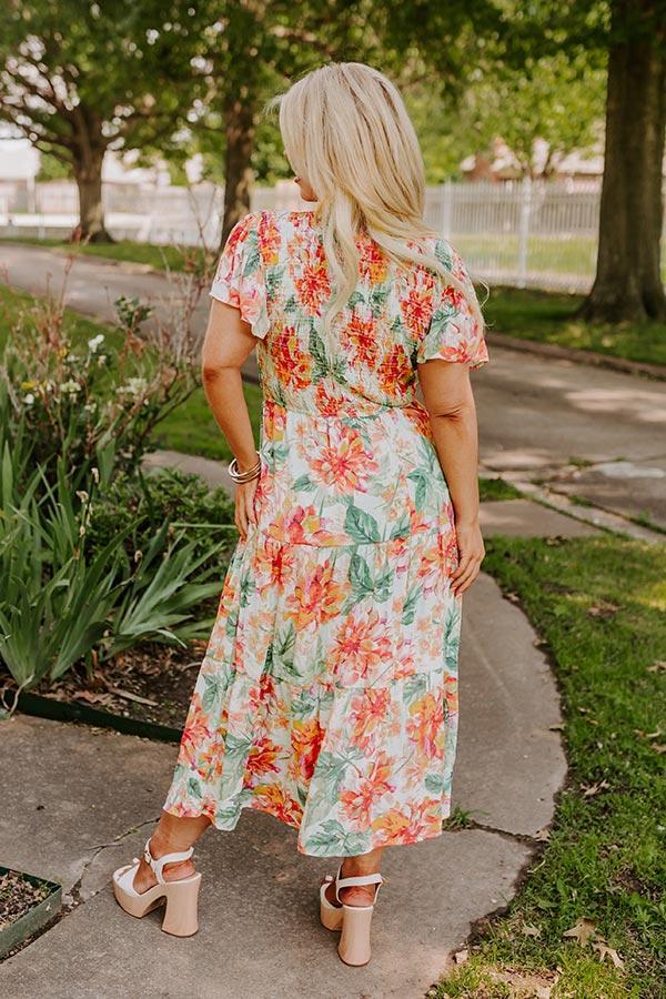 Sunny Sangria Floral Midi Dress in Mint Curves Product Image