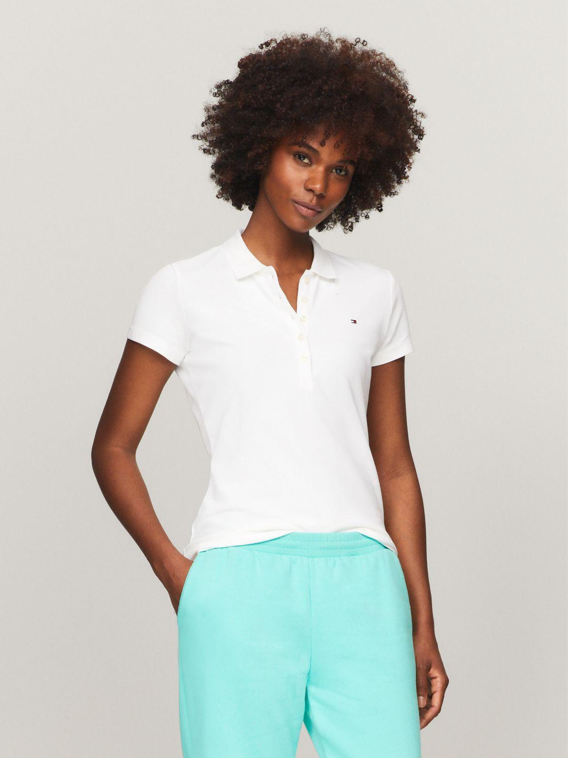 Tommy Hilfiger Women's Solid Stretch Cotton Polo Product Image