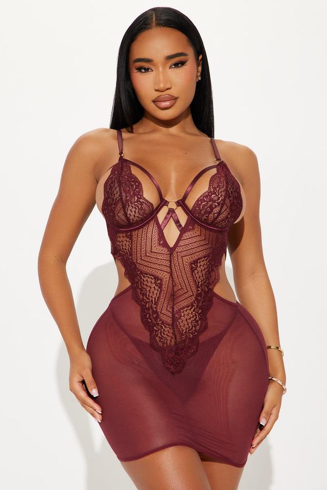 Whisper My Name Lace Babydoll - Wine Product Image