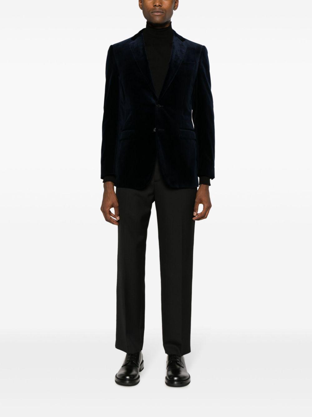 CANALI Single-breasted Velvet Dinner Jacket In Blue Product Image