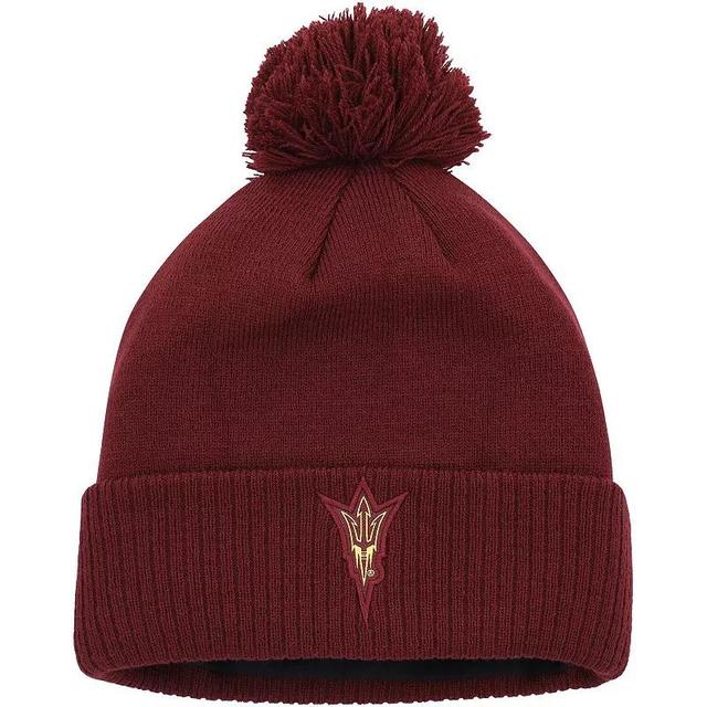 Mens adidas Maroon Arizona State Sun Devils 2023 Sideline COLD.RDY Cuffed Knit Hat with Pom Product Image