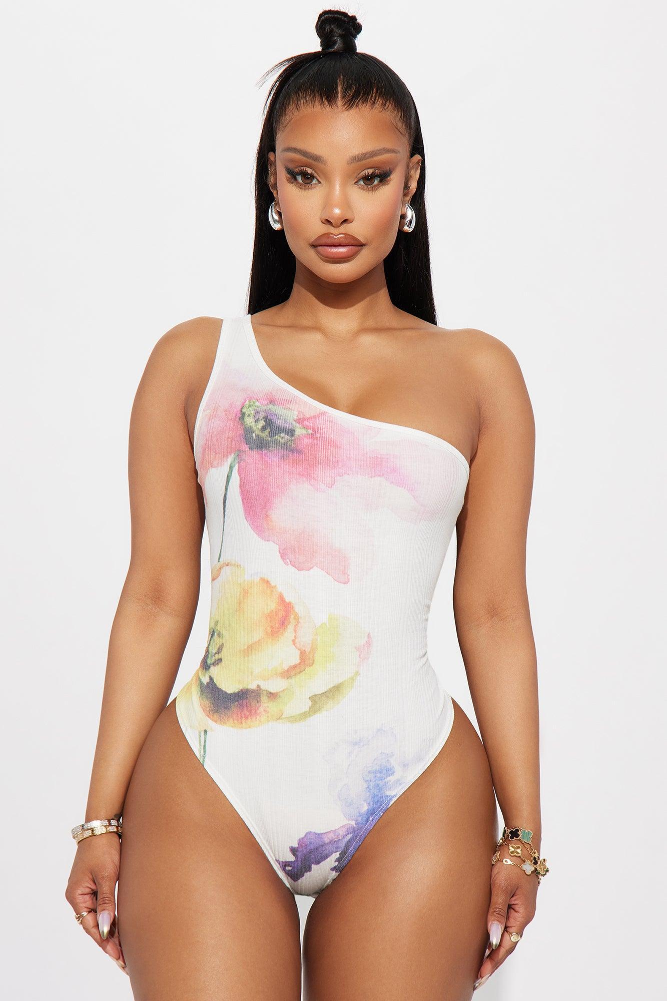 Morning Blooms One Shoulder Bodysuit - Ivory/combo Product Image