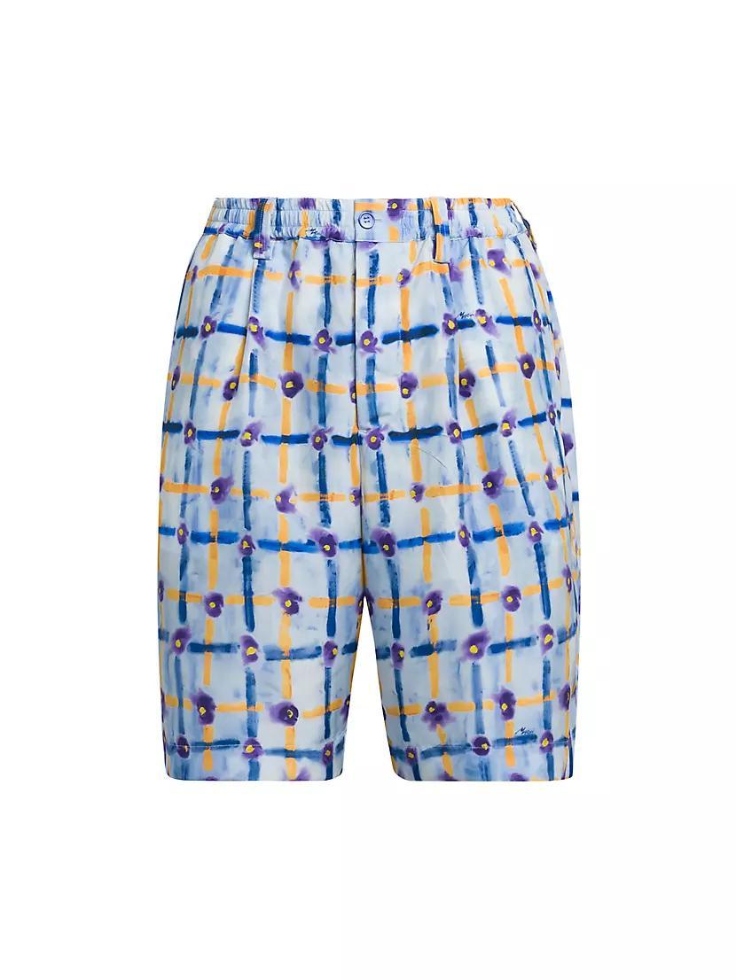 Paintstroke Floral Silk Shorts Product Image