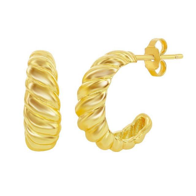 Argento Bella Sterling Silver Croissant Hoop Earrings, Womens, Yellow Product Image