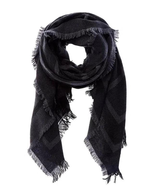 Toteme Large Monogram Wool Scarf In Black Product Image