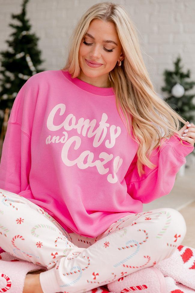 Comfy and Cozy Pink Oversized Graphic Sweatshirt Product Image