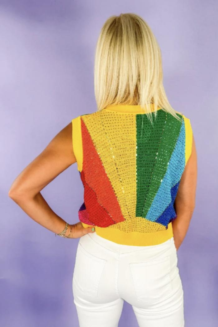 Rainbow Sunshine Rhinestone Sweater Product Image