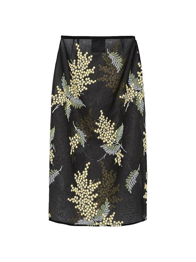 Womens Embroidered Organza Midi Skirt Product Image