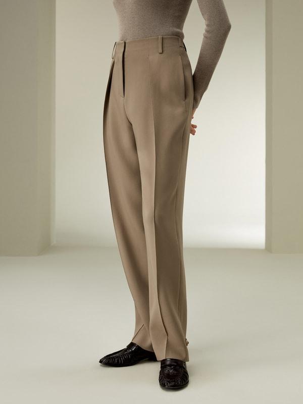 Wool Silk Blend Barrel Pants Product Image